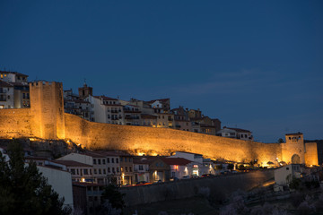 The town of Morella illuminated at night