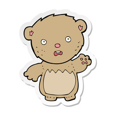 sticker of a cartoon worried teddy bear