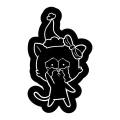 cartoon icon of a cat wearing santa hat