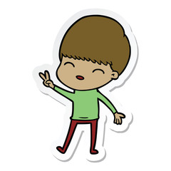 sticker of a happy cartoon boy