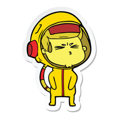 sticker of a cartoon stressed astronaut