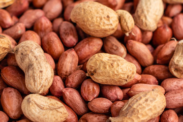 Peanut close up. Breakfast, healthy food. It can be used as a background