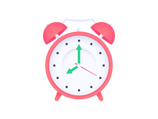 Red alarm clock icon isolated on white background. Vector illustration