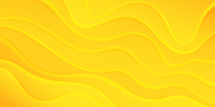 Yellow Color Abstract Background. Dynamic Background With Wave Shapes