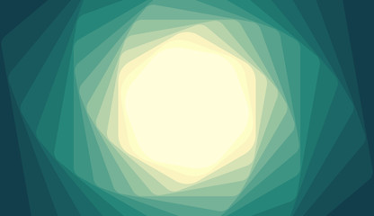 Hexagon spiral. Abstract green background. Vector illustration