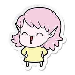 sticker of a cartoon elf girl