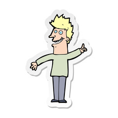sticker of a cartoon happy man