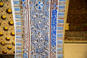 Moorish pattern on the wall in Real Alcazar of Seville, Spain