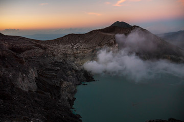 Sulfuric Crater Lake in Kawah Ijen Volcano, Java Island 3