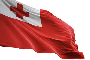 Tonga flag waving isolated white background 3D illustration