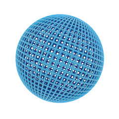 3d rendering of blue wireframe ball