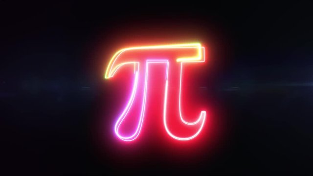 Pi symbol - shaking outline looping on black background in 4k animation