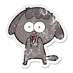 distressed sticker of a cute cartoon dog