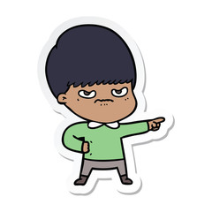 sticker of a annoyed cartoon boy