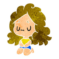 retro cartoon of a cute kawaii girl