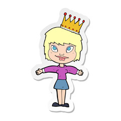 sticker of a cartoon person wearing crown