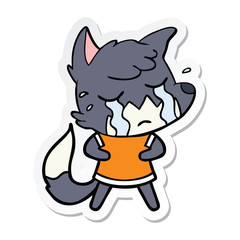 sticker of a crying fox cartoon