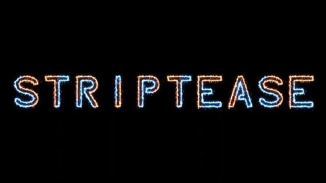 Striptease - fire and ice outline glowing text on transparent background