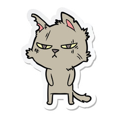 sticker of a tough cartoon cat