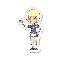 retro distressed sticker of a cartoon waitress