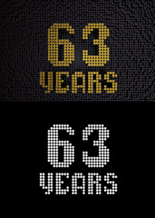 Golden number sixty-three years. 3D render