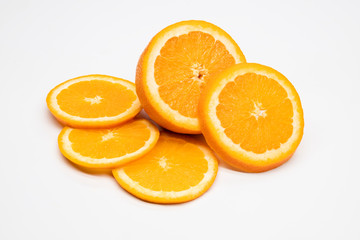 slices of orange isolated on white background