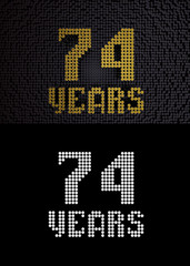 Golden number seventy-four years. 3D render