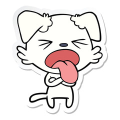 sticker of a cartoon disgusted dog