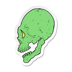 sticker of a spooky skull illustration