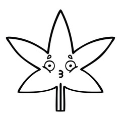 line drawing cartoon marijuana leaf