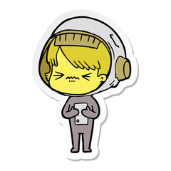 sticker of a angry cartoon space girl