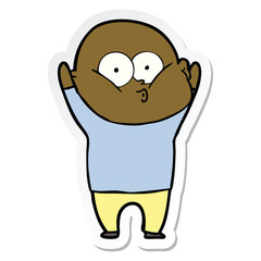 sticker of a cartoon bald man staring