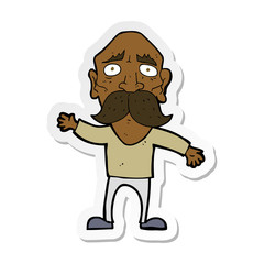 sticker of a cartoon worried old man