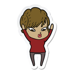 sticker of a cartoon woman