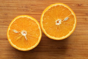 orange on wooden board