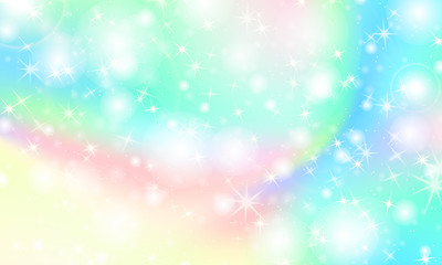 Unicorn rainbow background. Holographic sky