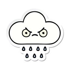 sticker of a cute cartoon rain cloud