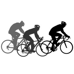 Obraz na płótnie Canvas Set silhouette of a cyclist male on white background
