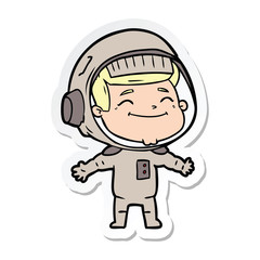 sticker of a happy cartoon astronaut