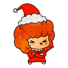 christmas textured cartoon of kawaii girl