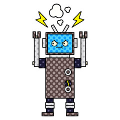 comic book style cartoon robot