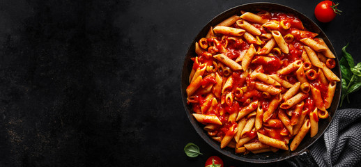 Classic penne pasta with tomato sauce