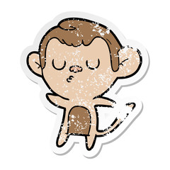 distressed sticker of a cartoon monkey