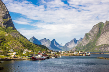 Reine harbor on the mountains in Lofoten in Norway