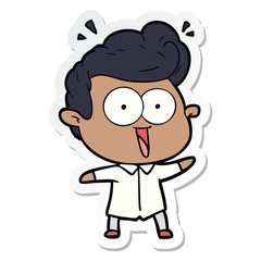 sticker of a cartoon excited man