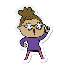 sticker of a cartoon woman wearing spectacles