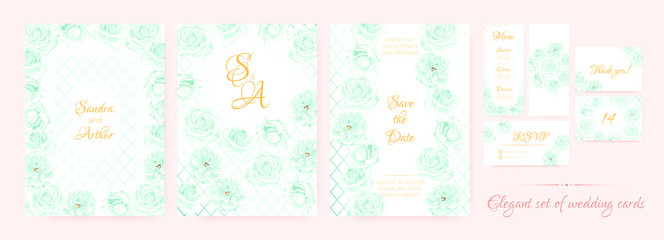 Wedding Invitation, Cards Templates Set.