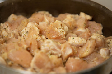 frying pan with meat