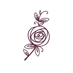 Rose. Stylized flower symbol. Outline hand drawing icon