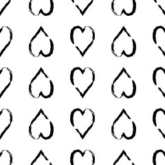 Seamless pattern of black hearts